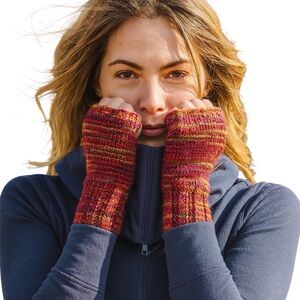 Hand Knit Wool Fingerless Mittens w/ Closed Thumbs | Multicolor Artisan Gloves